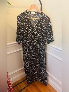NATURAL LIFE Black Maxi Dress with Cream Floral Print